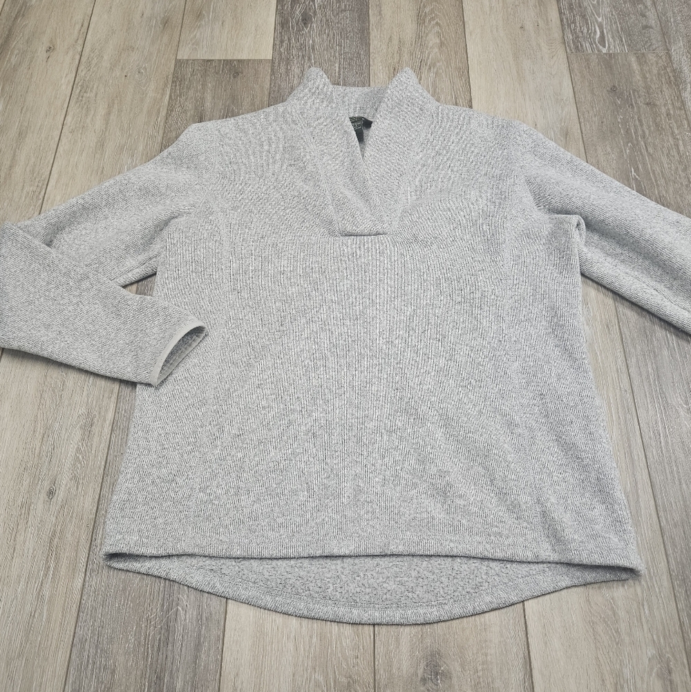 Eddie Bauer Pullover V Neck Shawl Collar Sweater Grey Women's XL Gorpcore Gray